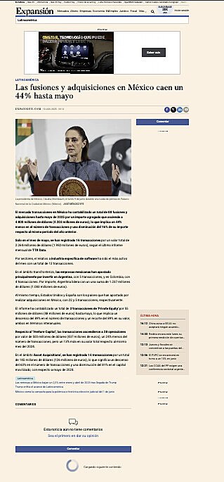 Las fusiones y adquisiciones en Mxico caen un 44% hasta mayo